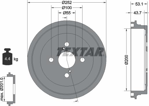 Textar 94036100 - Спирачен барабан vvparts.bg