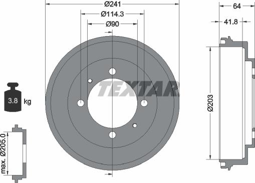 Textar 94030100 - Спирачен барабан vvparts.bg