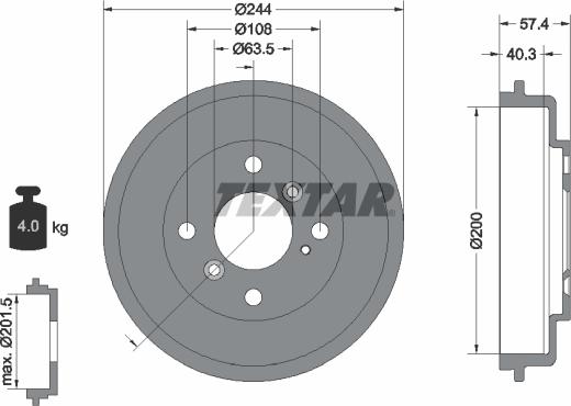 Textar 94031900 - Спирачен барабан vvparts.bg