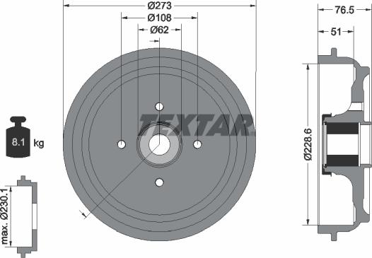 Textar 94037900 - Спирачен барабан vvparts.bg