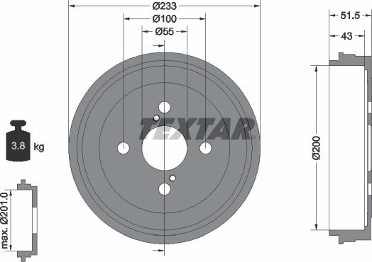 Textar 94029300 - Спирачен барабан vvparts.bg