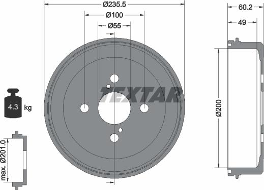 Textar 94025600 - Спирачен барабан vvparts.bg