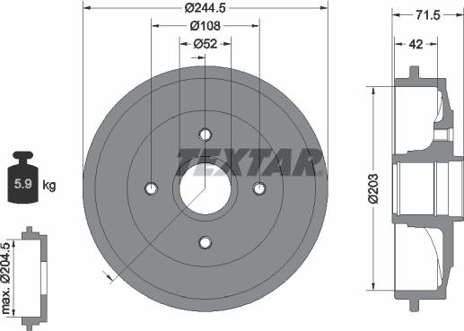 Textar 94026600 - Спирачен барабан vvparts.bg