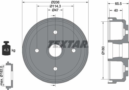 Textar 94026000 - Спирачен барабан vvparts.bg