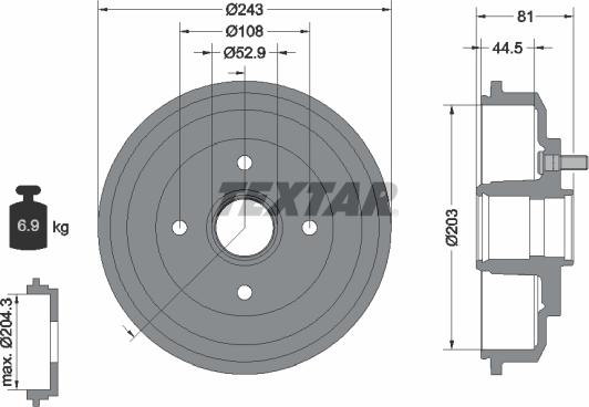 Textar 94026700 - Спирачен барабан vvparts.bg