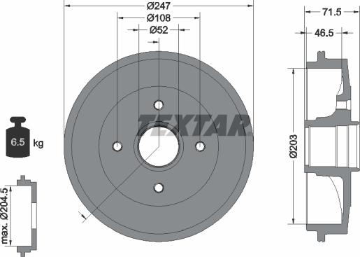 Textar 94028200 - Спирачен барабан vvparts.bg