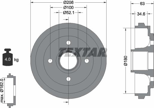 Textar 94023900 - Спирачен барабан vvparts.bg