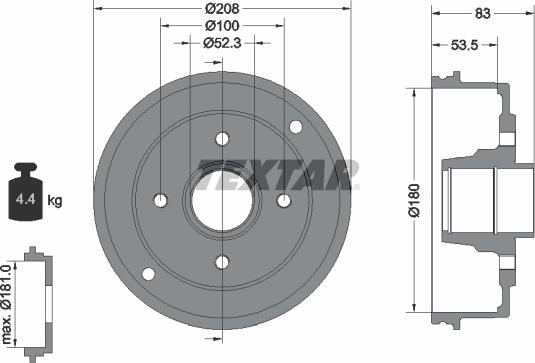 Textar 94023600 - Спирачен барабан vvparts.bg