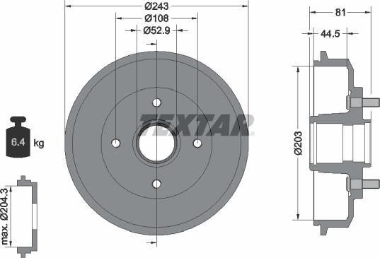 Textar 94022500 - Спирачен барабан vvparts.bg