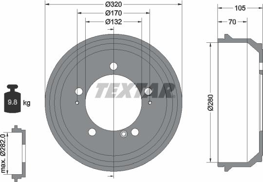 Textar 94027000 - Спирачен барабан vvparts.bg