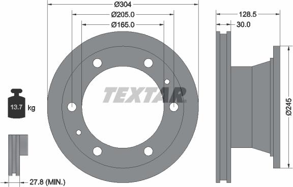 Textar 93084800 - Спирачен диск vvparts.bg