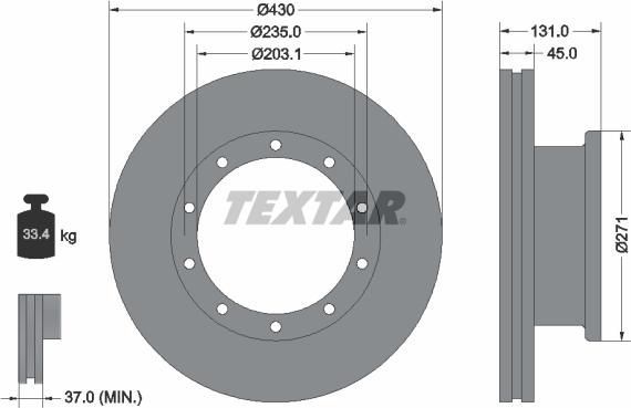 Textar 93086800 - Спирачен диск vvparts.bg