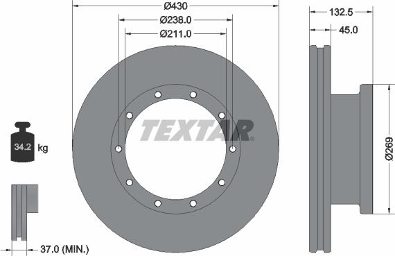 Textar 93087900 - Спирачен диск vvparts.bg