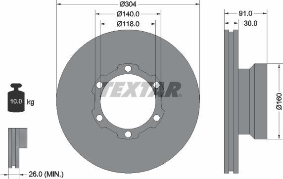 Textar 93087400 - Спирачен диск vvparts.bg