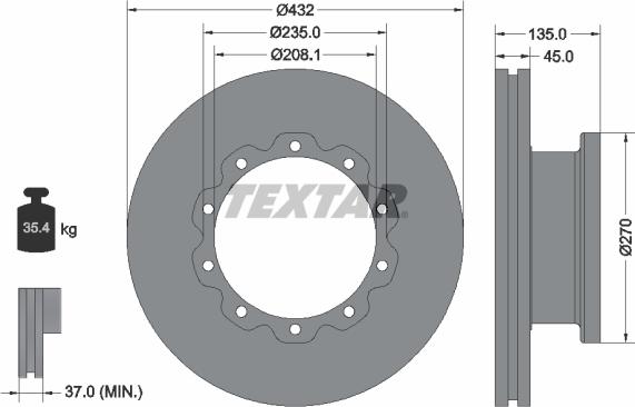 Textar 93087000 - Спирачен диск vvparts.bg