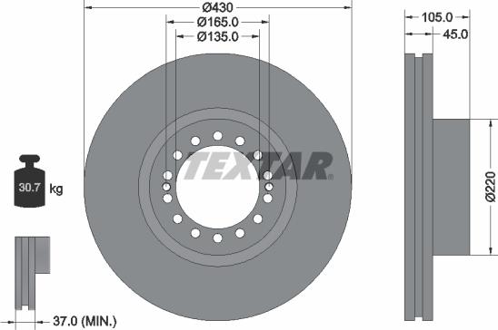 Textar 93143800 - Спирачен диск vvparts.bg