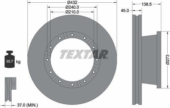 Textar 93142900 - Спирачен диск vvparts.bg