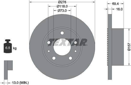 Textar 93104800 - Спирачен диск vvparts.bg