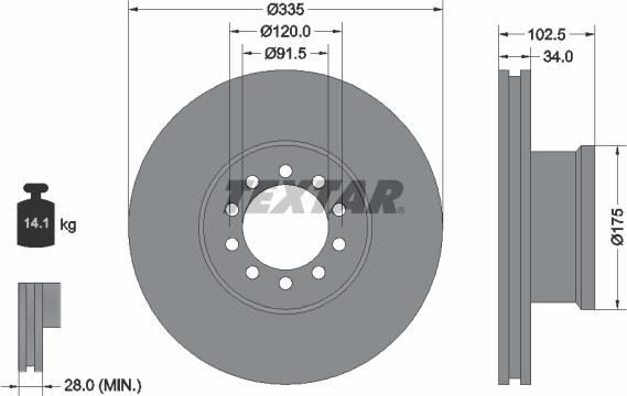 Textar 93101300 - Спирачен диск vvparts.bg