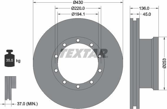 Textar 93101200 - Спирачен диск vvparts.bg