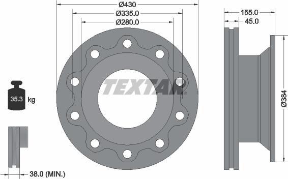 Textar 93102000 - Спирачен диск vvparts.bg