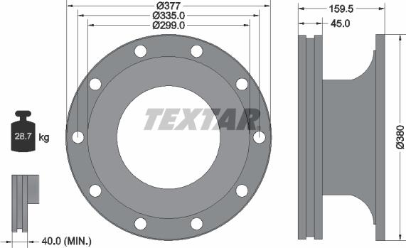 Textar 93126900 - Спирачен диск vvparts.bg