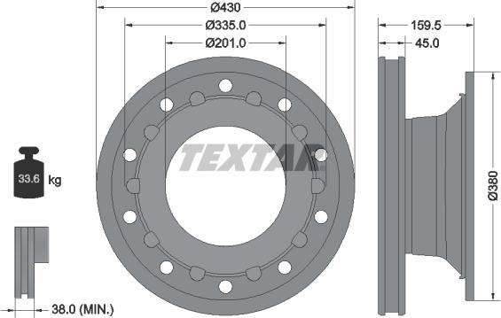 Textar 93127100 - Спирачен диск vvparts.bg