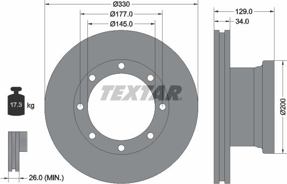 Textar 93127700 - Спирачен диск vvparts.bg