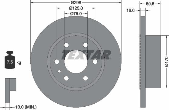 Textar 93177500 - Спирачен диск vvparts.bg