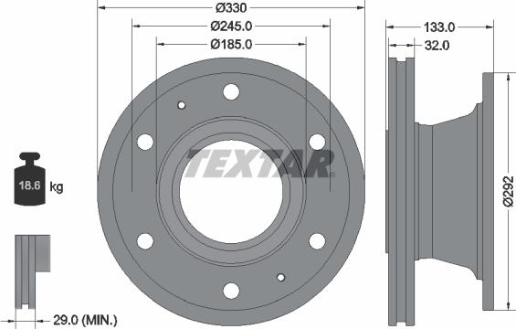 Textar 93221200 - Спирачен диск vvparts.bg