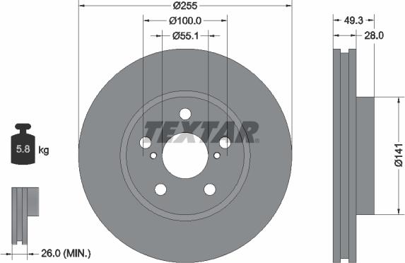 Textar 92094300 - Спирачен диск vvparts.bg