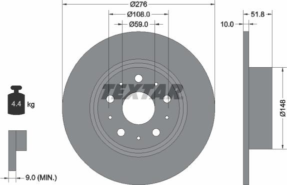 Textar 92095300 - Спирачен диск vvparts.bg