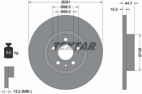 Textar 92096400 - Спирачен диск vvparts.bg