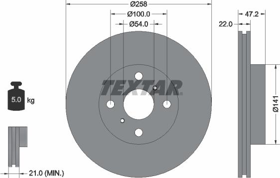 Textar 92090500 - Спирачен диск vvparts.bg