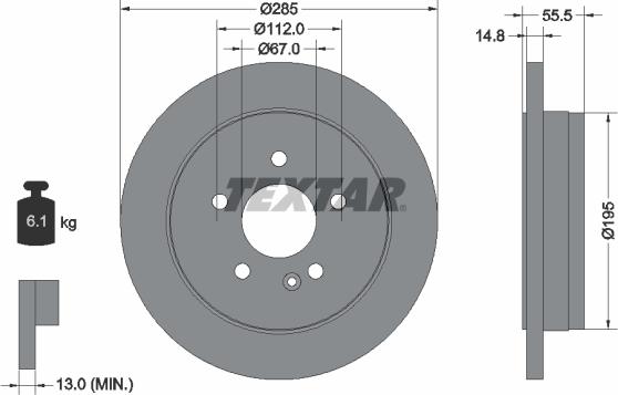 Textar 92090005 - Спирачен диск vvparts.bg