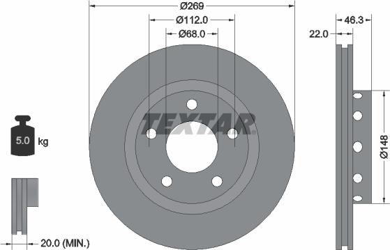 Textar 92098405 - Спирачен диск vvparts.bg