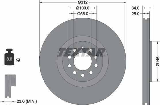 Textar 92098503 - Спирачен диск vvparts.bg