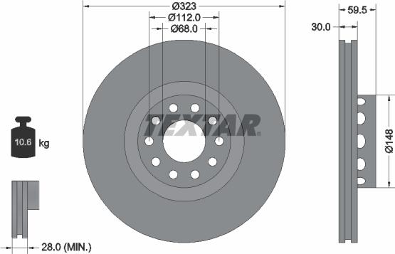 Textar 92098303 - Спирачен диск vvparts.bg