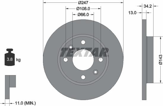 Textar 92092800 - Спирачен диск vvparts.bg