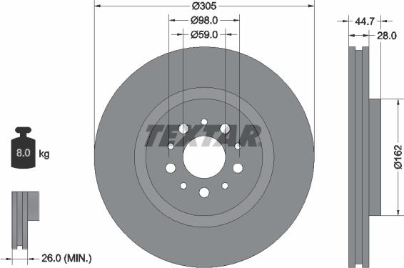 Textar 92092700 - Спирачен диск vvparts.bg