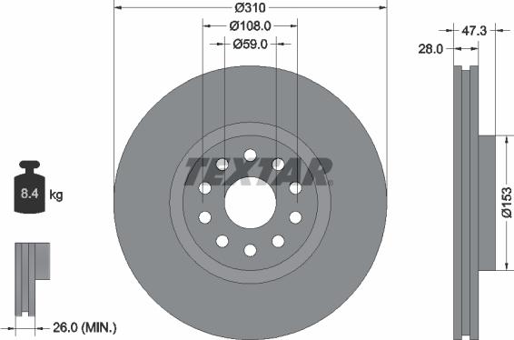 Textar 92097500 - Спирачен диск vvparts.bg