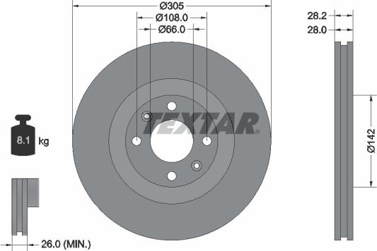 Textar 92097100 - Спирачен диск vvparts.bg