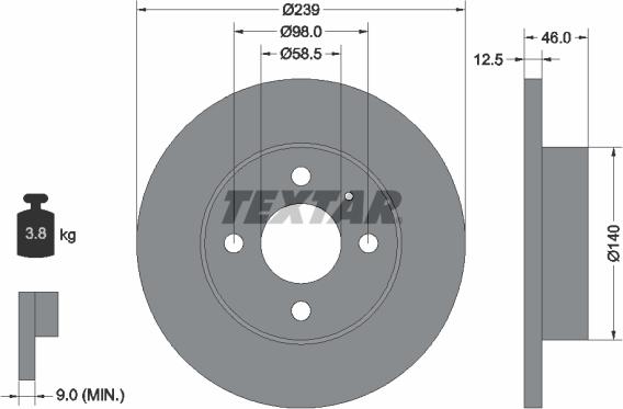 Textar 92044000 - Спирачен диск vvparts.bg