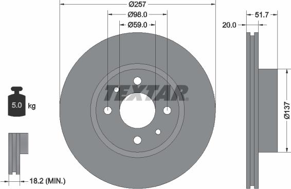 Textar 92044200 - Спирачен диск vvparts.bg