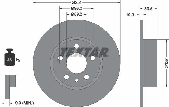 Textar 92046903 - Спирачен диск vvparts.bg