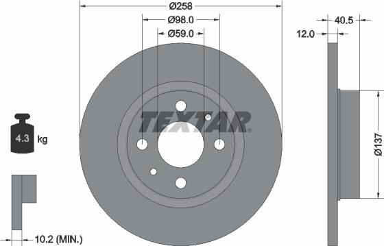 Textar 92041500 - Спирачен диск vvparts.bg