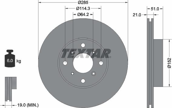 Textar 92048900 - Спирачен диск vvparts.bg