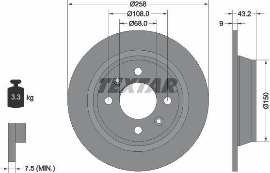 Textar 92048500 - Спирачен диск vvparts.bg