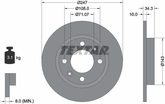 Textar 92048200 - Спирачен диск vvparts.bg