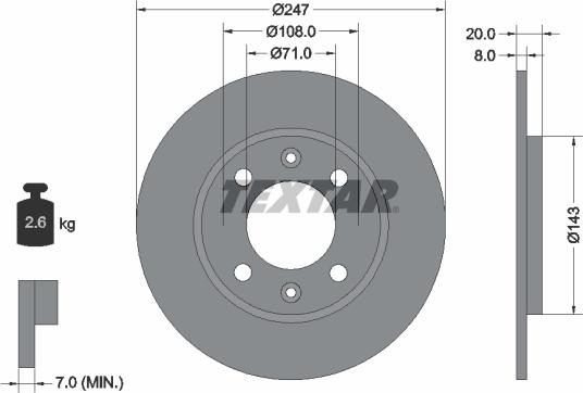 Textar 92043200 - Спирачен диск vvparts.bg